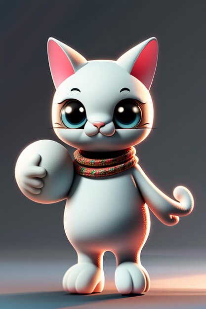 Cartoon-Anime-Stil kawaii süßes Katzencharaktermodell 3D-Rendering Produktdesign Spiel Spielzeug Ornament