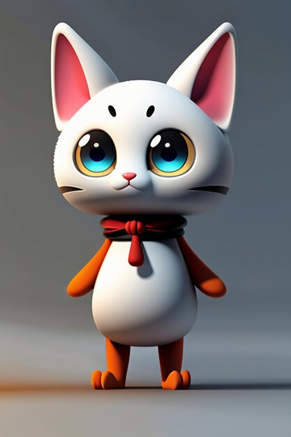 Cartoon-Anime-Stil kawaii süßes Katzencharaktermodell 3D-Rendering Produktdesign Spiel Spielzeug Ornament