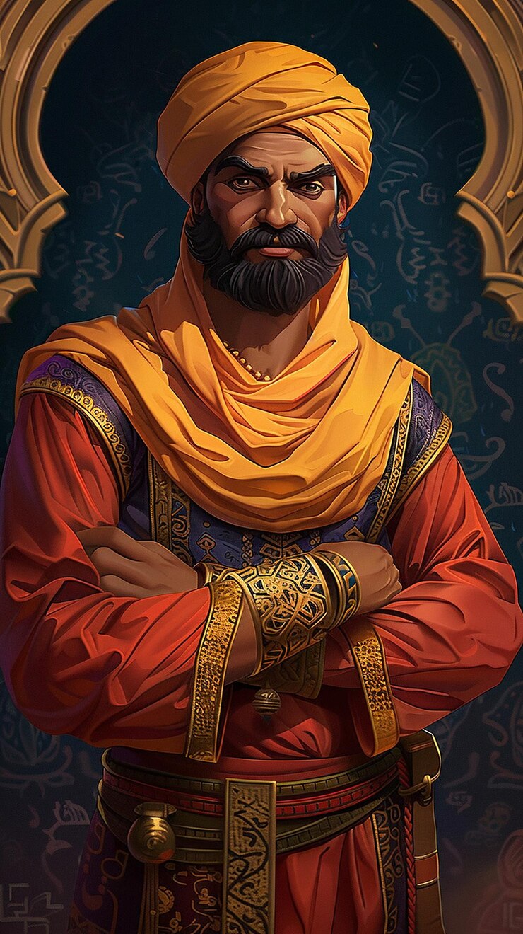 Foto cartoon arabian golden frame 2d art graphic (cuadro dorado árabe de dibujos animados en 2d)