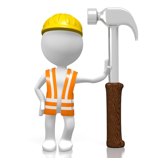 Cartoon-Arbeiter und Hammer