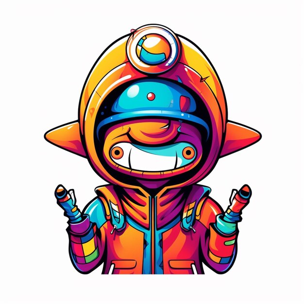 Cartoon-Astronaut mit einem Friedenszeichen, generative KI