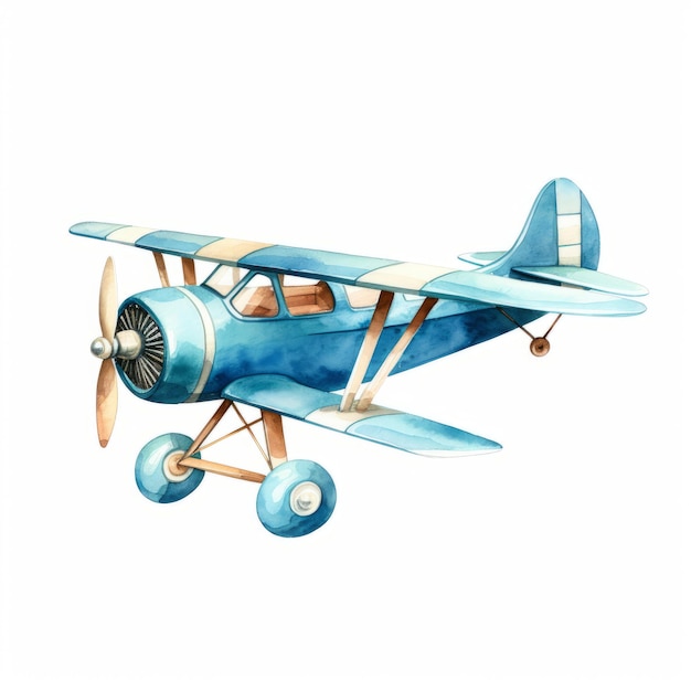 Cartoon-Bild eines alten Flugzeugs isoliert auf weißem Hintergrund, Illustration für Kinder