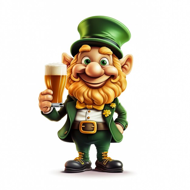 Foto cartoon bonito personagem leprechaun rindo e dando polegar para a celebração do feliz dia de são patrício vector folclore irlandês cumprindo desejos anão mascote ilustração isolada em fundo branco