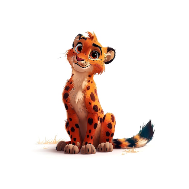 Cartoon Cheetah sitzt mit geschlossenen Augen Generative KI