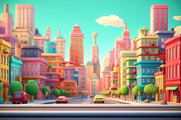 Foto cartoon city street metropolis estilo de animación 3d para niños