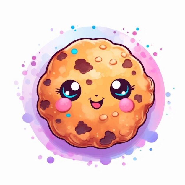 Foto cartoon-cookie mit augen und einem lächeln auf einem weißen hintergrund generative ai