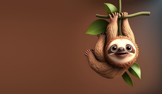 Cartoon Cute Sloth Banner com espaço para cópia