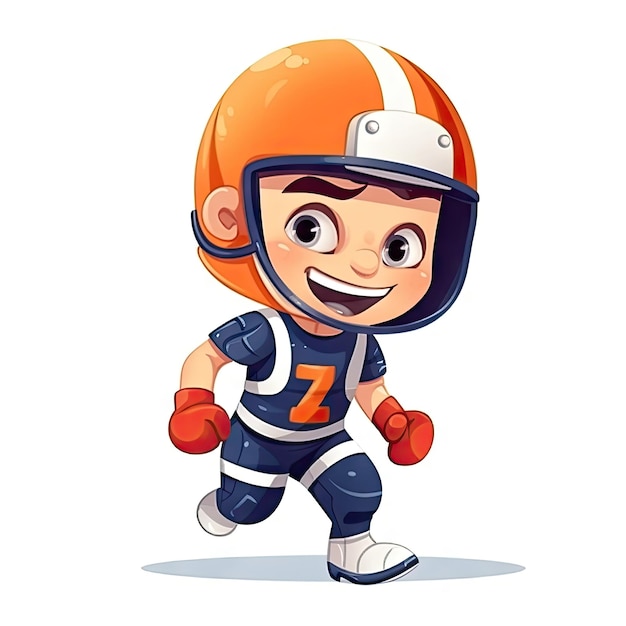 Cartoon de um menino de futebol americano