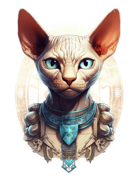 Cartoon der ägyptischen Sphynx-Katze auf weißem Hintergrund