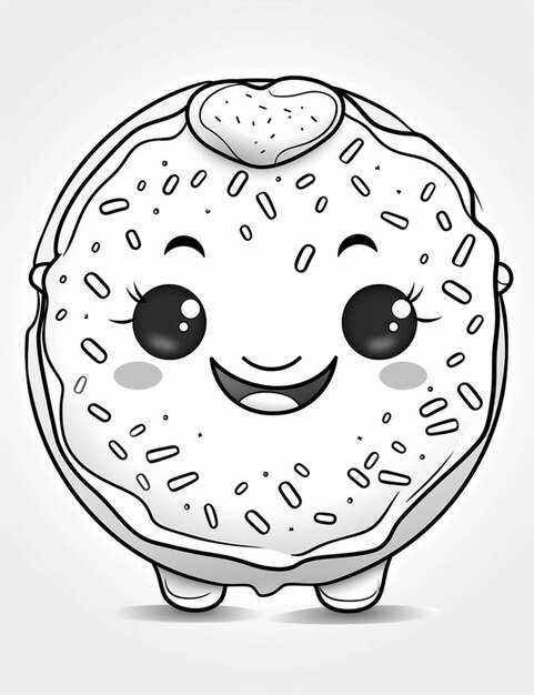 Cartoon-Donut mit einem Herz darauf generative ai