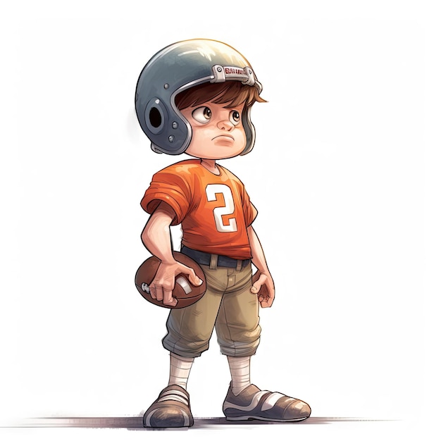 Cartoon eines American-Football-Jungen