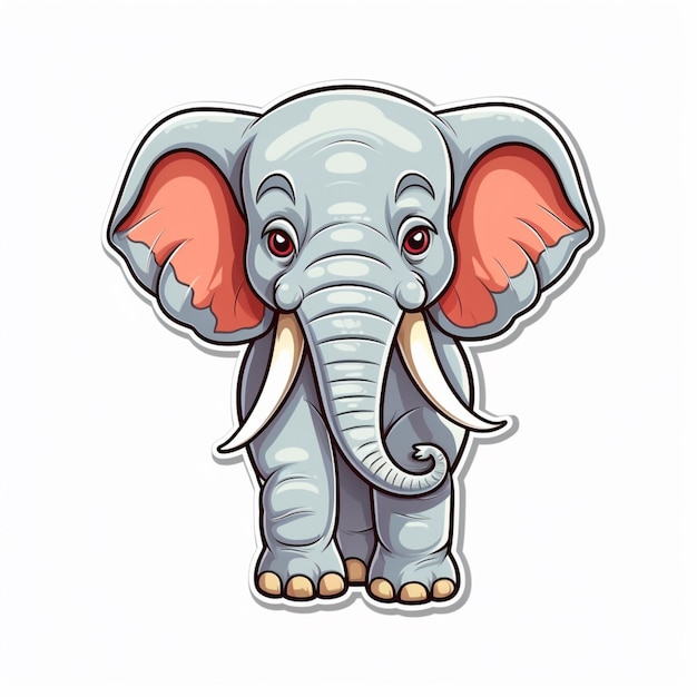 Cartoon-Elefant mit großen Ohren und großen Ohren, die generative KI stehen