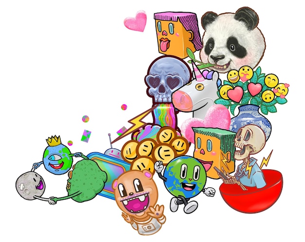 Cartoon engraçado e engraçado adesivo png fundo transparente