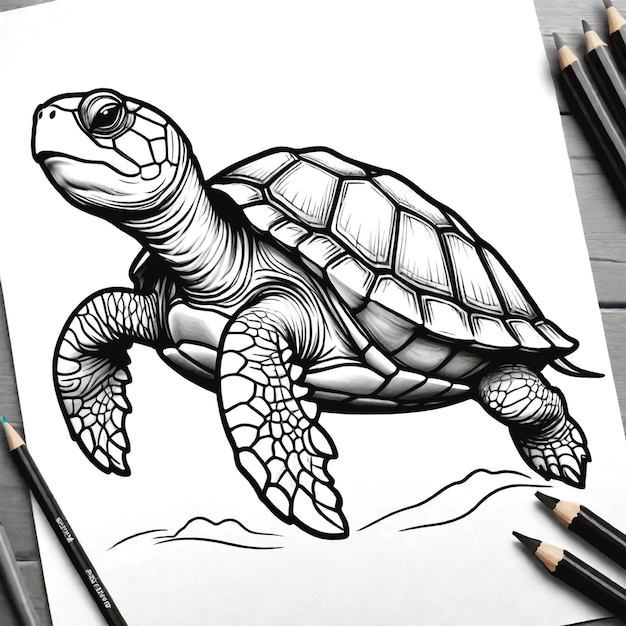 Cartoon-Farbbuch Schildkröten-Zeichnung generiert Ai