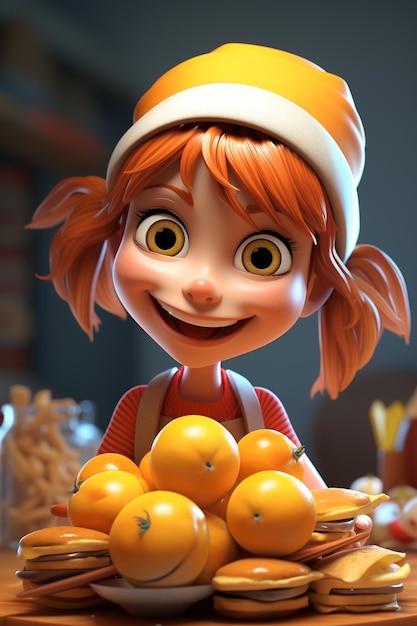 Cartoon-Foodball-Mädchen 3D-Figur