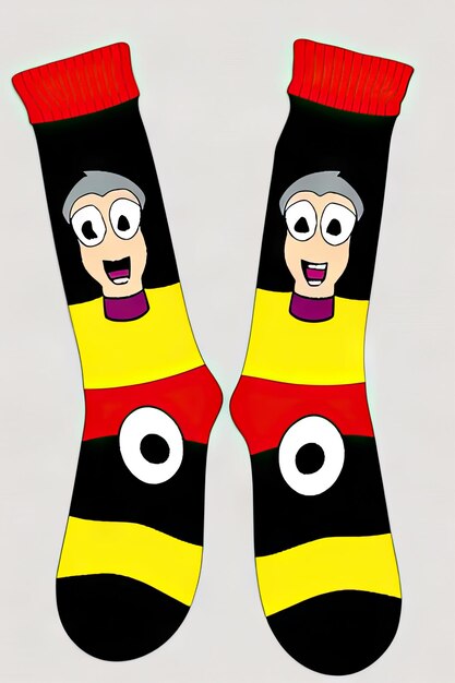 Foto cartoon gestreifte wollsocken modestrümpfe