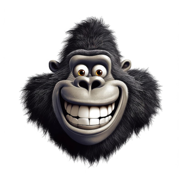 Cartoon-Gorilla-Maskottchen-Smiley-Gesicht auf weißem Hintergrund