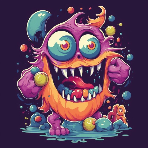 Cartoon-Gummimonster-T-Shirt-Vektordesign