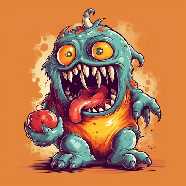 Cartoon-Gummimonster-T-Shirt-Vektordesign