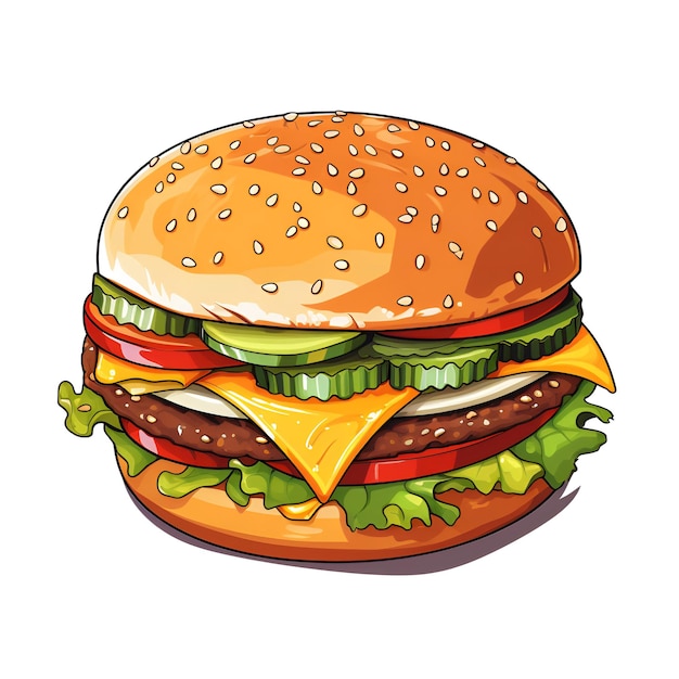 Cartoon-Hamburger auf weißem Hintergrund