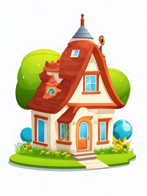 Cartoon Home 2d Vector con fondo blanco