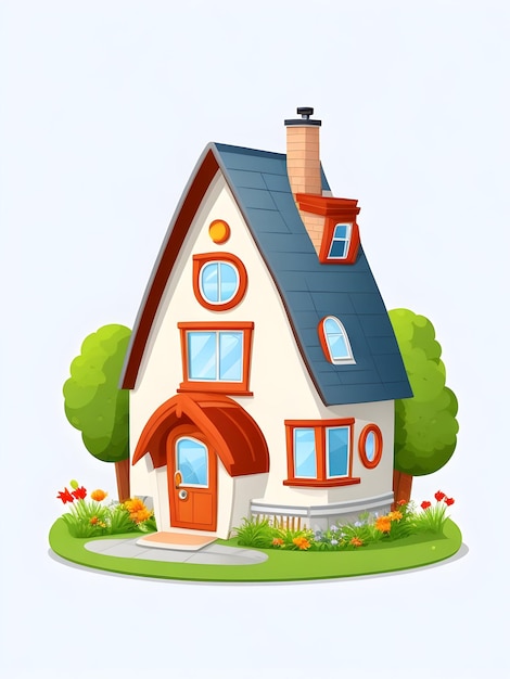 Cartoon Home 2d Vector con fondo blanco