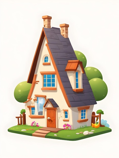 Cartoon Home 2d Vector con fondo blanco