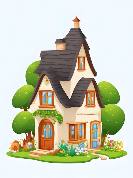 Cartoon Home 2d Vector con fondo blanco