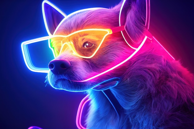 Cartoon Hund Neon helles Bild Logo helle Banner