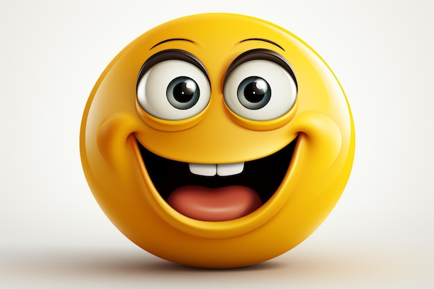 Cartoon-Illustration des großen lächelnden Emojis im minimalistischen Stil mit weißem Hintergrund