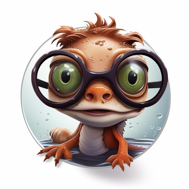 Cartoon-Illustration eines Frosches mit Brille und eines Tanks mit generativer KI