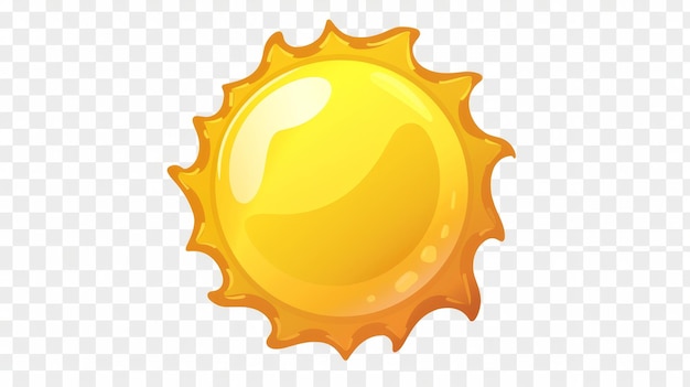 Foto cartoon illustration of yellow shining sun with radiant light weather meteo icon element for weather forecast on transparent background