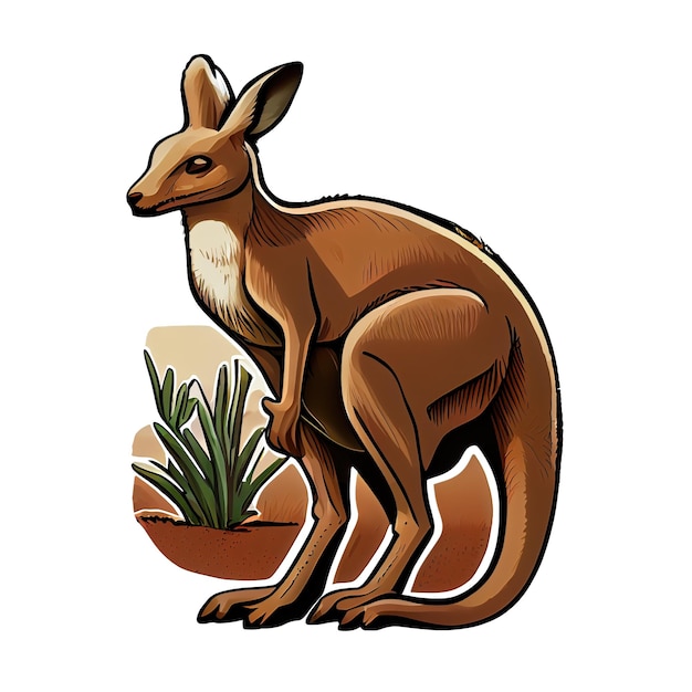 Cartoon-Känguru-Aufkleber, perfekt für Naturliebhaber, hochauflösend und leicht anpassbar für den Druck