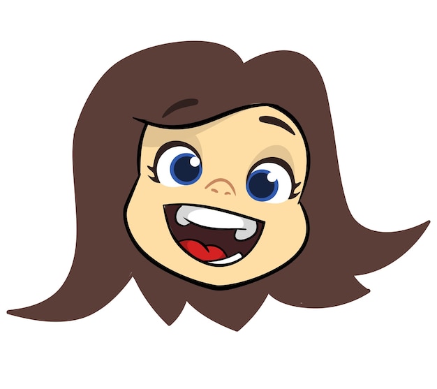 Cartoon kleines dunkelhaariges Mädchen xAVector Illustration eines jungen Teenagers skizziert Jungen Kopf Zeichnung