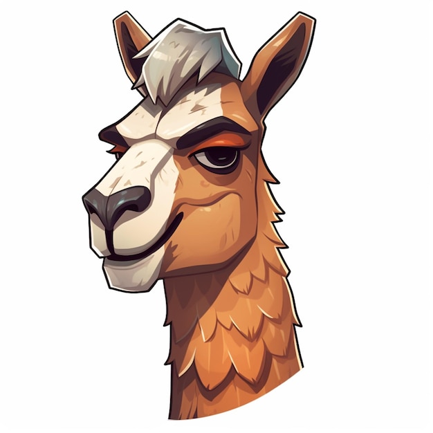 Cartoon-Lama mit Ziegenkopf und Ziegengesicht, generative KI