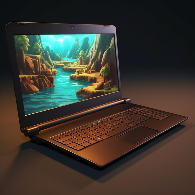 Cartoon-Laptop-Gaming 3D