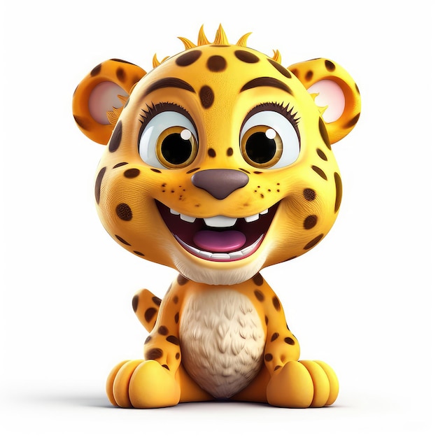 Cartoon leopardo mascote cara sorridente em fundo branco