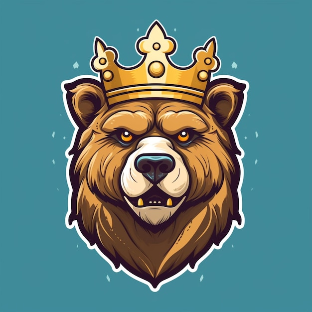 Cartoon-Logo eines Bären mit Königskrone 1