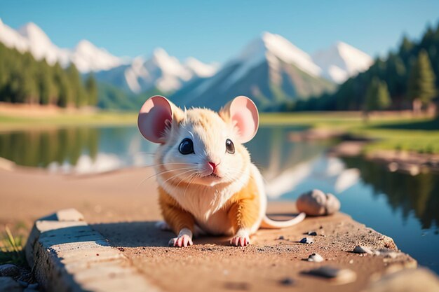 Cartoon-Maus-Figur Schöne Nahaufnahme Tierfotografie Tapeten Hintergrundillustration