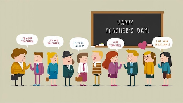 Foto a cartoon of a teachers day party