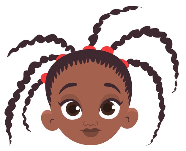 Cartoon pequena menina afro-americana xAVector ilustração de jovem adolescente delineado desenho de cabeça de menina