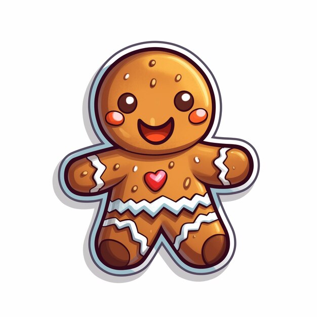 cartoon personagem de pão de gengibre com olhos de coração e um sorriso generativo ai