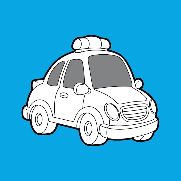 Cartoon Police Car on Blue