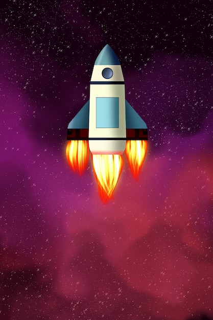 Cartoon-Rakete im Weltraum