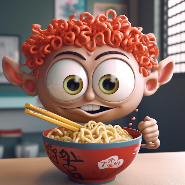 Cartoon-Ramen-Figur Erstellen Sie eine charmante Cartoon-Figur basierend auf Ramen