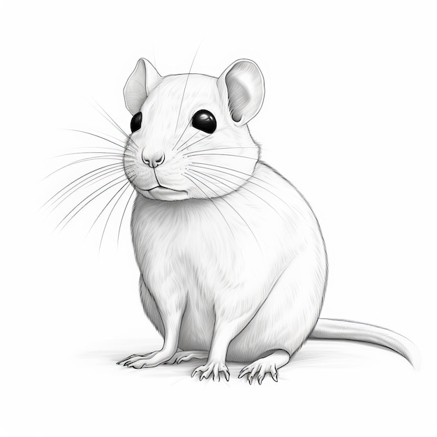 Cartoon Realismo Desenho detalhado de um pequeno rato branco