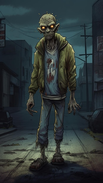 Cartoon Realismo Zumbi na Rua Uma Animação 2D