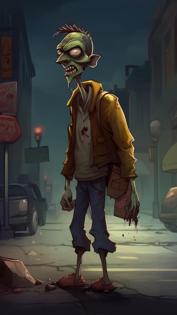 Cartoon-Realismus-Zombie auf der Straße