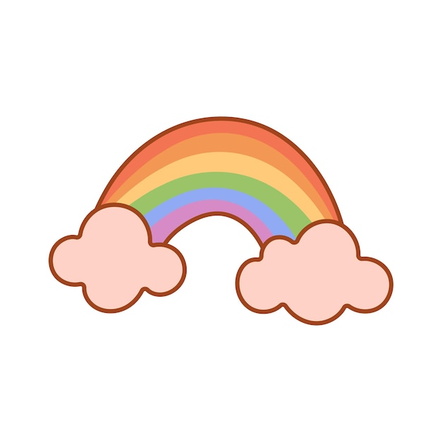Cartoon Regenbogen mit Wolken in LGBT Pride Farben Vektor-Illustration
