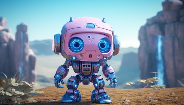Cartoon-Roboter-Charakterbild im Stil einer unwirklichen Maschine